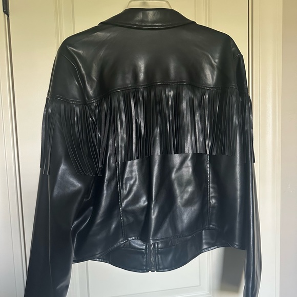 Torrid Black faux Leather Fringe Jacket - Picture 4 of 5